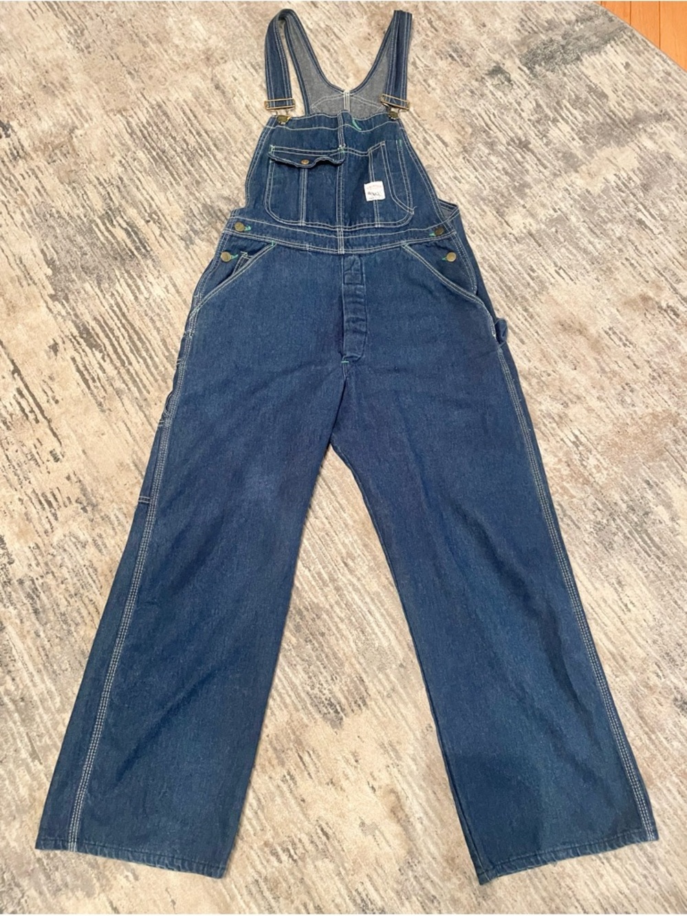 VTG Pointer Brand Men's Relaxed Dark Denim Overalls W/Utility Pockets W32 L29-